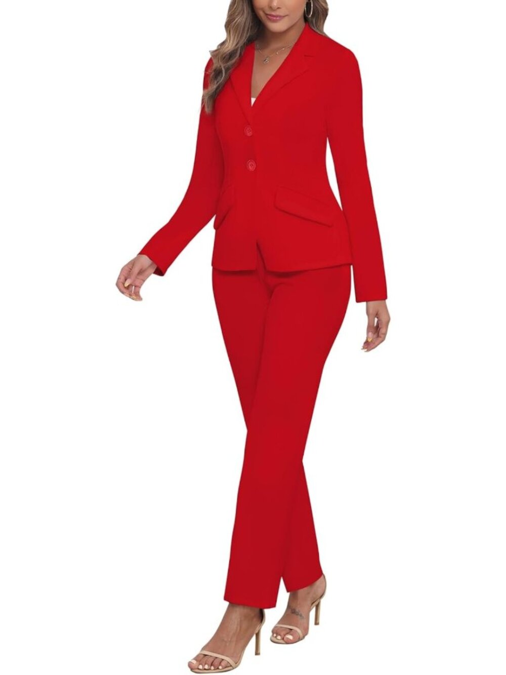 Chic Women's 2-Piece Blazer & Pencil Pant Suit Set for Business & Office Wear